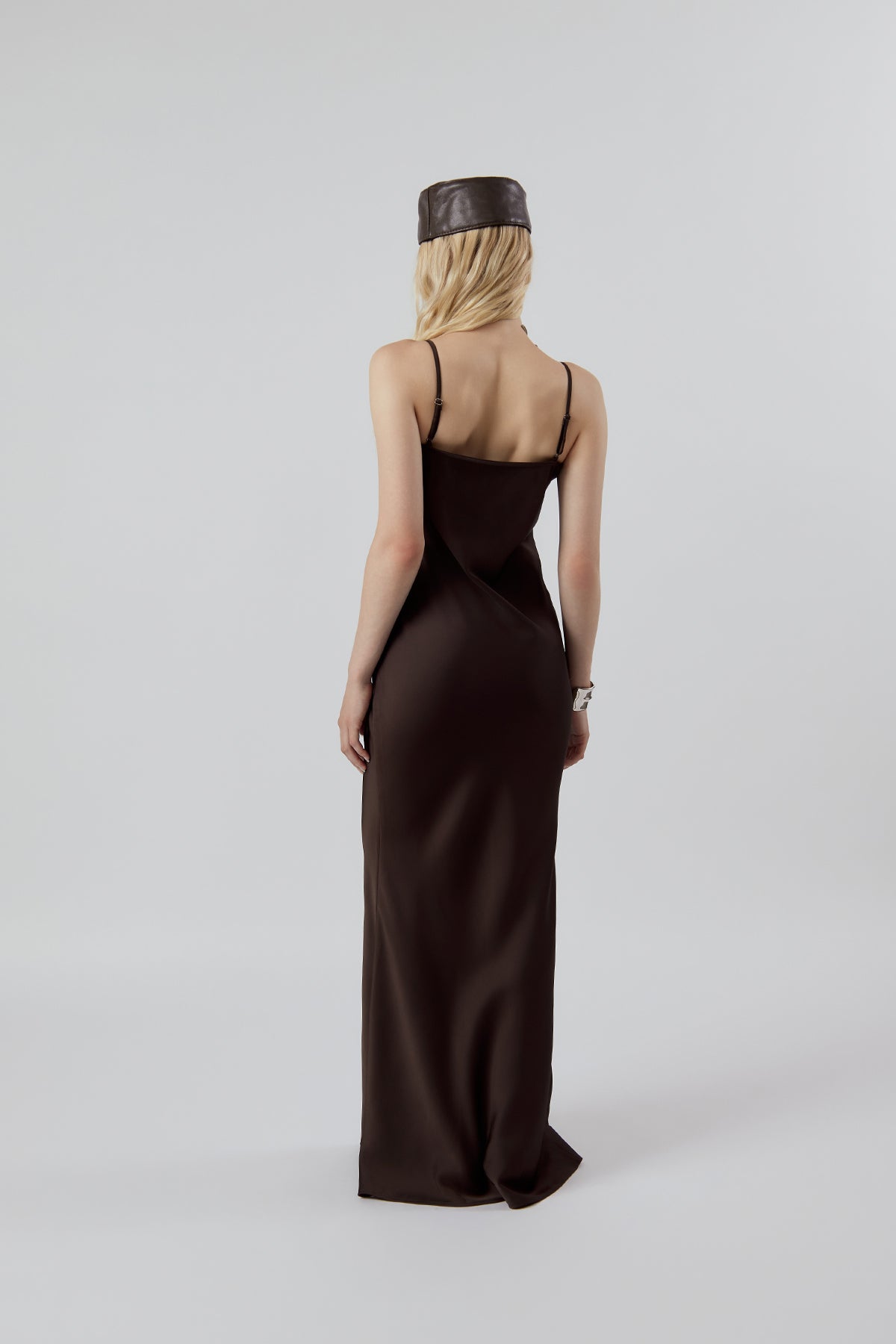 OTHER STORE Sable Square-Neck Satin Maxi Dress