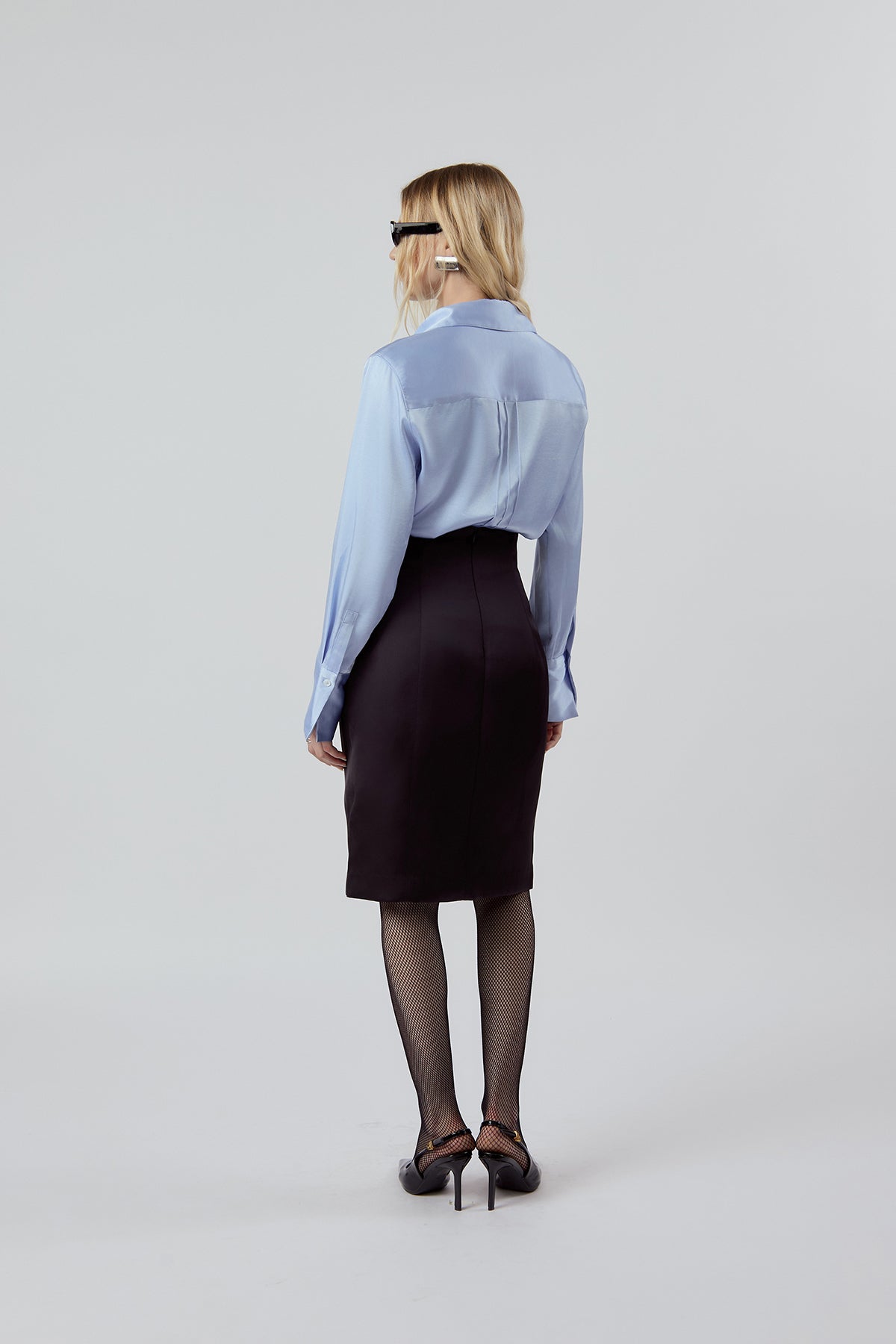 Other Store Serein Tux Pintuck Shirt in Blue