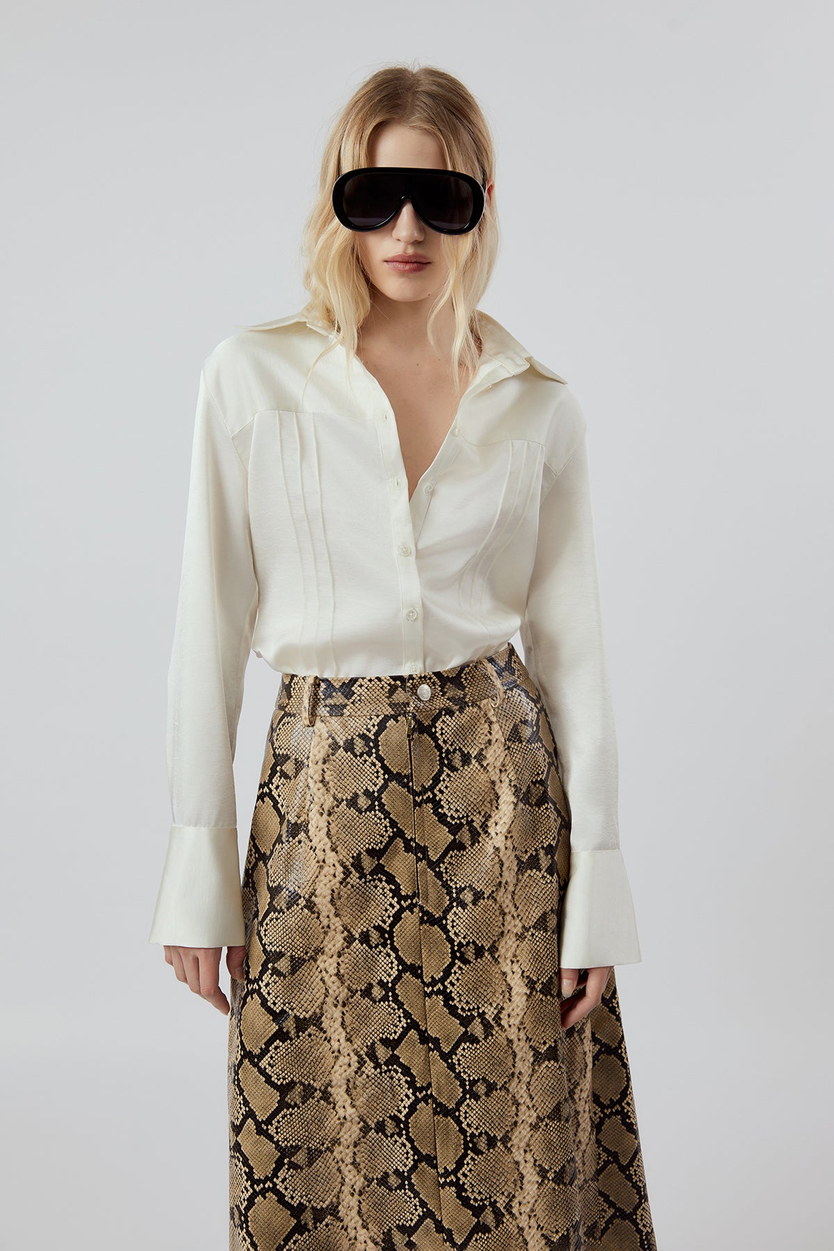 Other Store Serein Tux Pintuck Shirt in Ivory