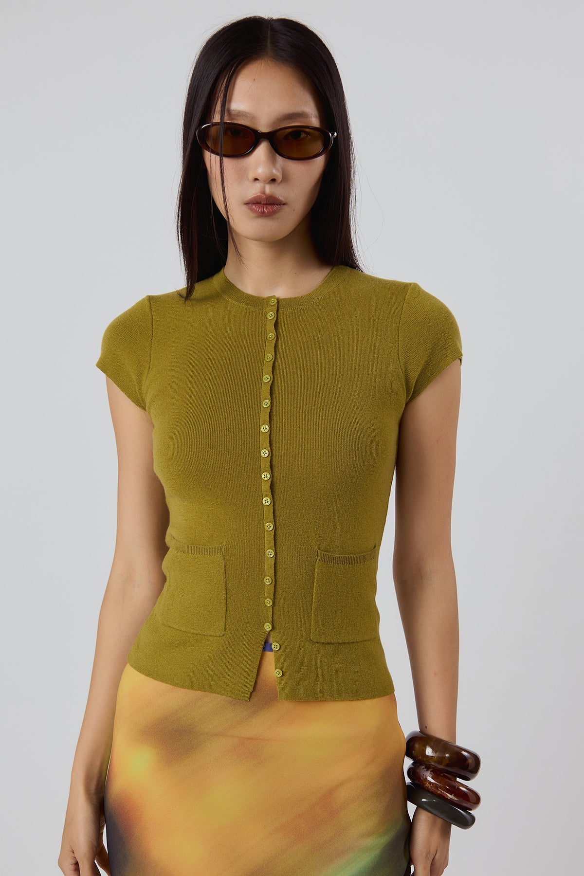 Other Store Sloane Wool Knit Cardigan in Moss Green