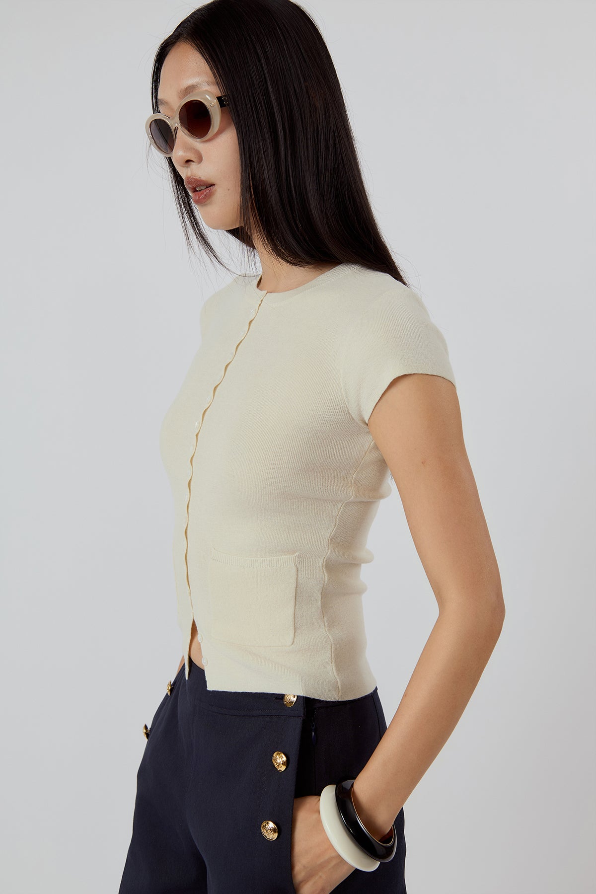 Other Store Sloane Wool Knit Cardigan in Ivory