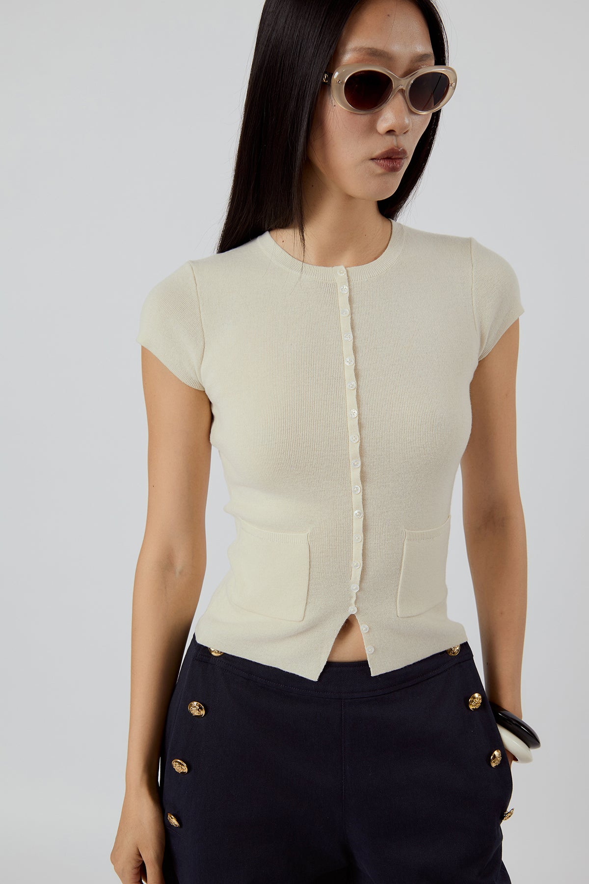 Other Store Sloane Wool Knit Cardigan in Ivory