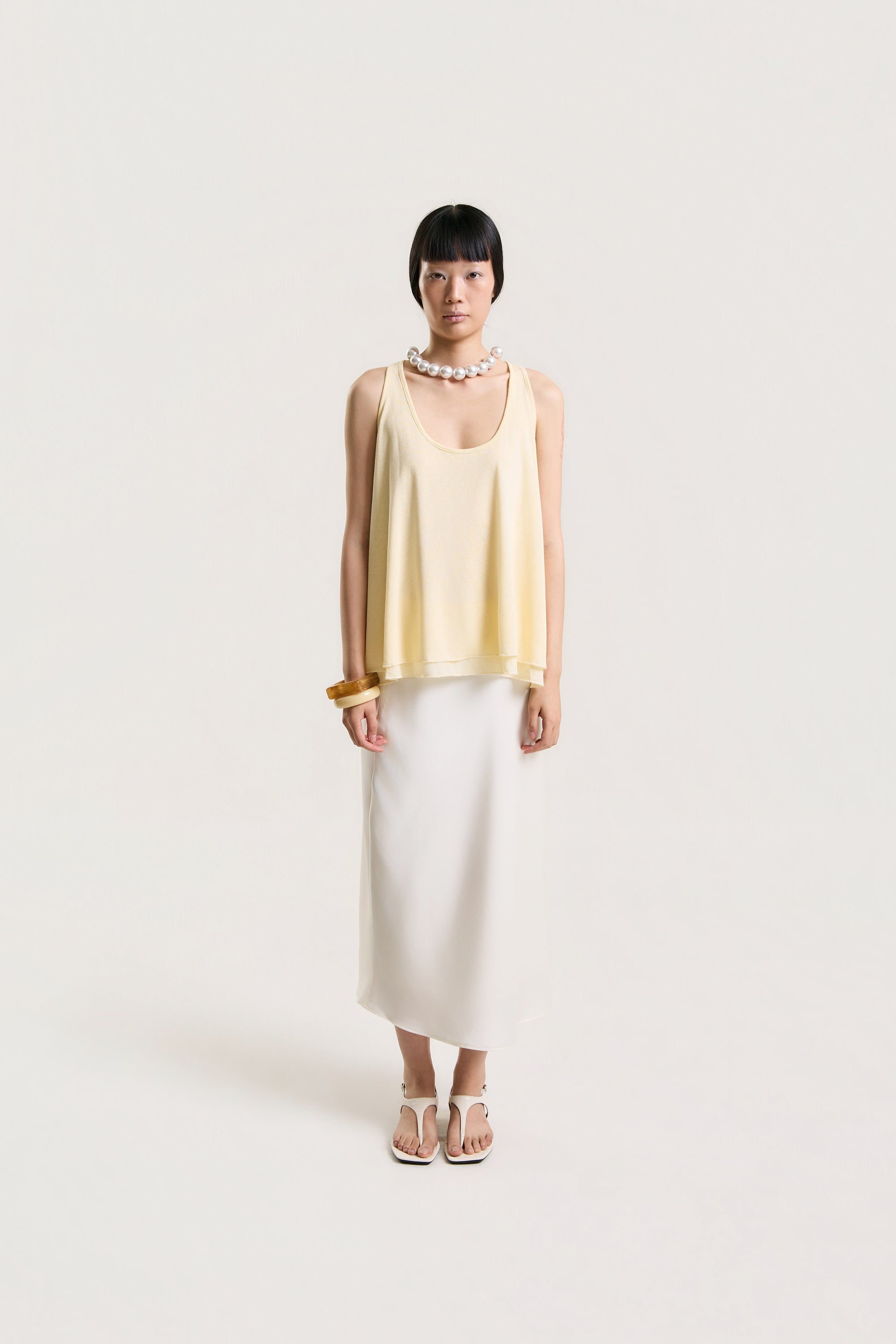 OTHER STORE Sora Layered Tank Topp in Butter Cream