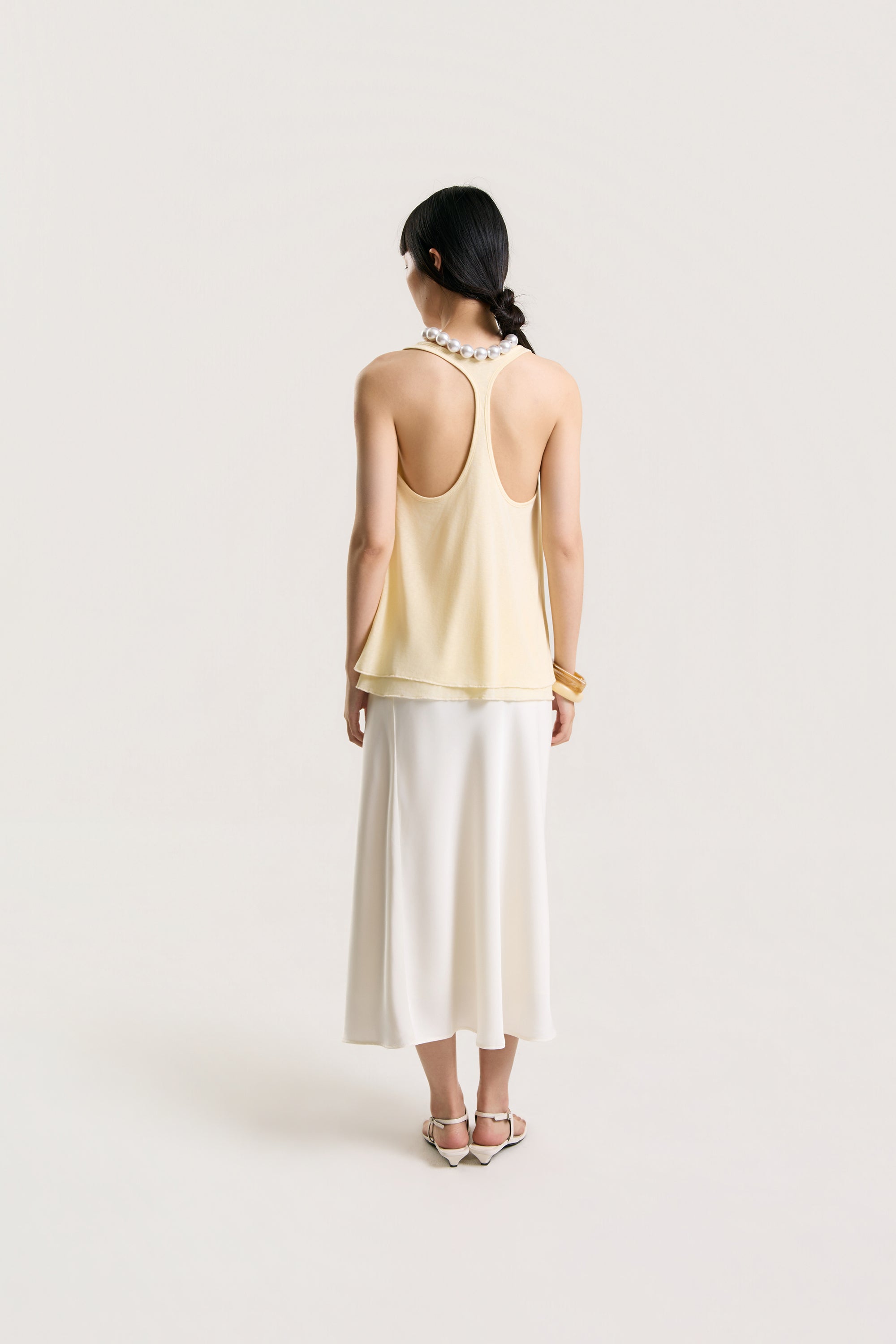 OTHER STORE Sora Layered Tank Topp in Butter Cream