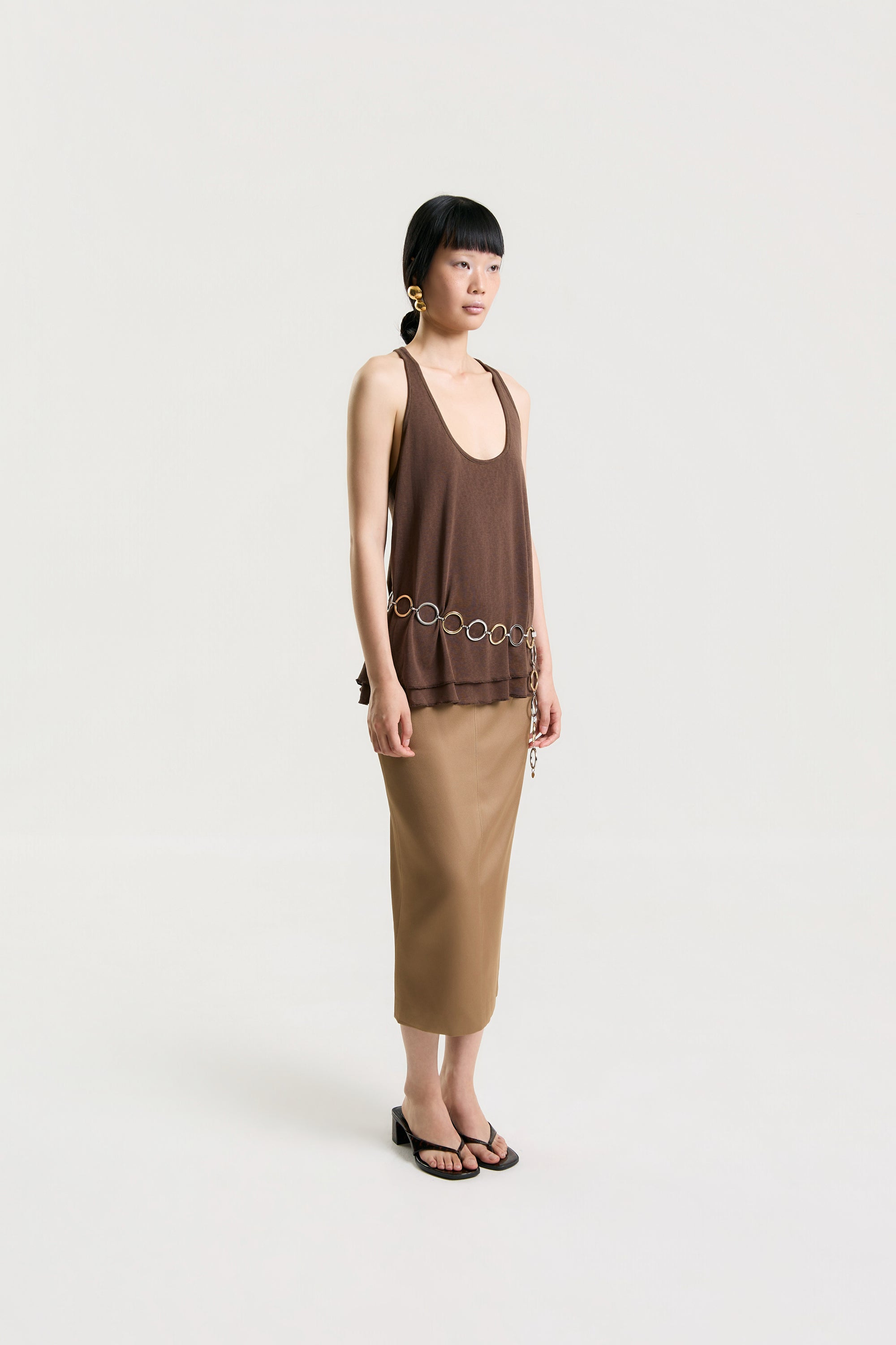 OTHER STORE Sora Layered Tank Top in Brown