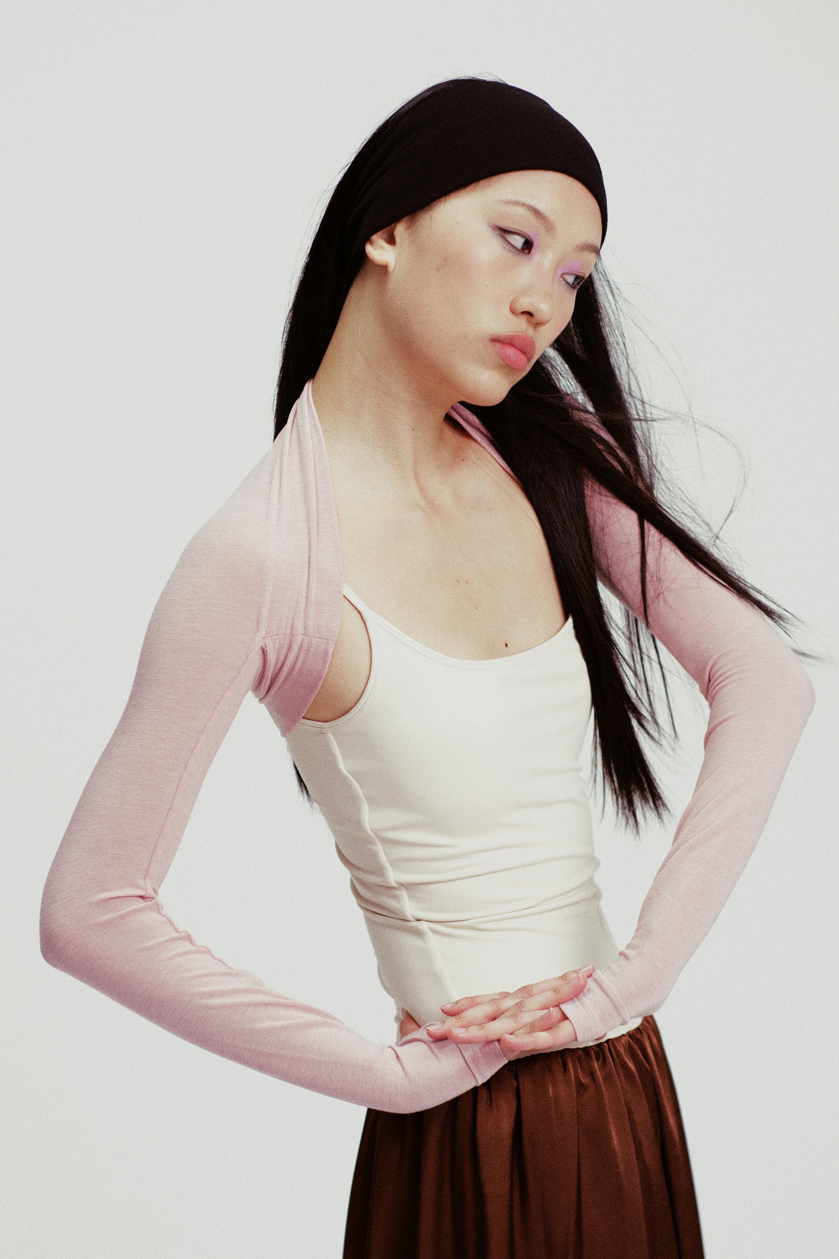 Tessa Cropped Fitted Shrug Top Pink