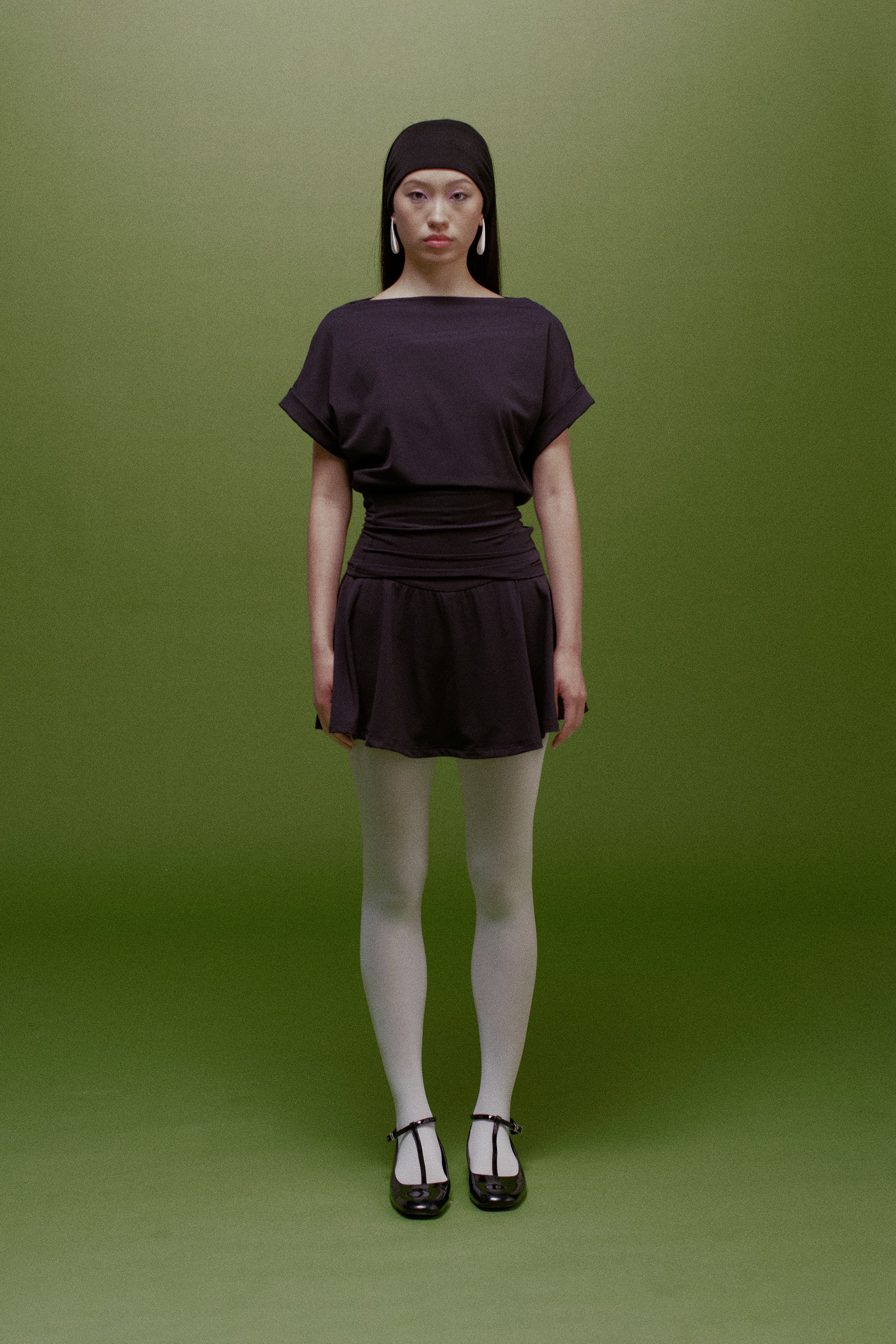 Thea High-Waisted Pleated Mini Skirt Black