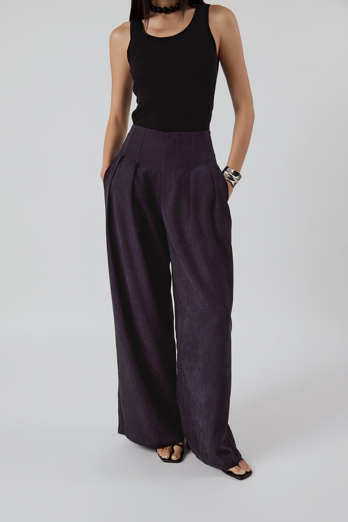 Other Store Vesper Boned Wide-Leg Trousers in Navy