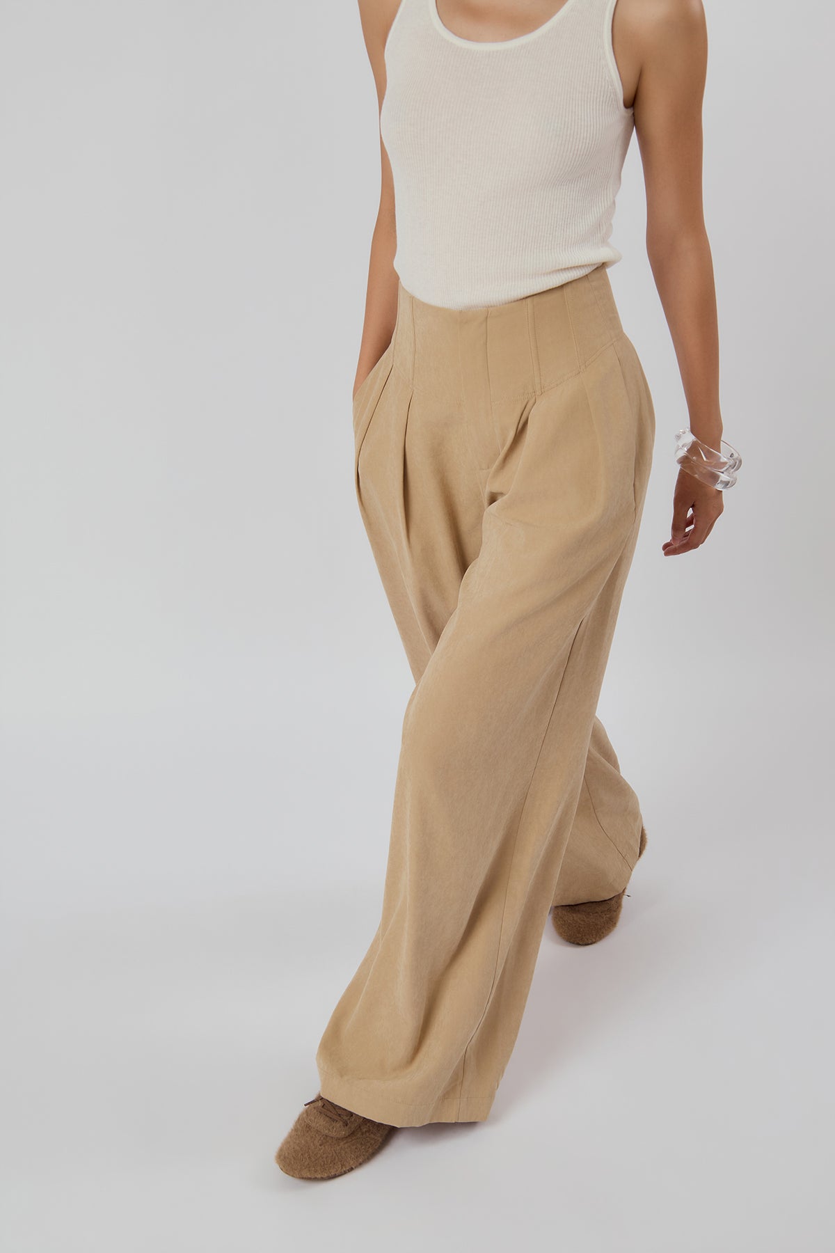 Other Store Vesper Boned Wide-Leg Trousers in Sandstone
