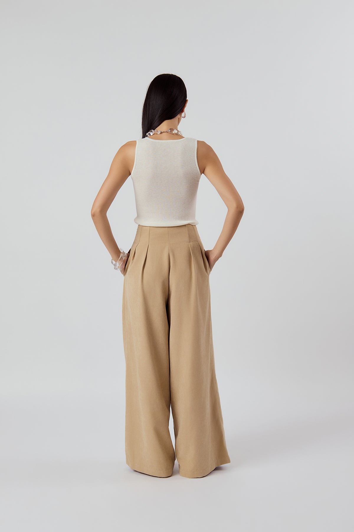 Other Store Vesper Boned Wide-Leg Trousers in Sandstone