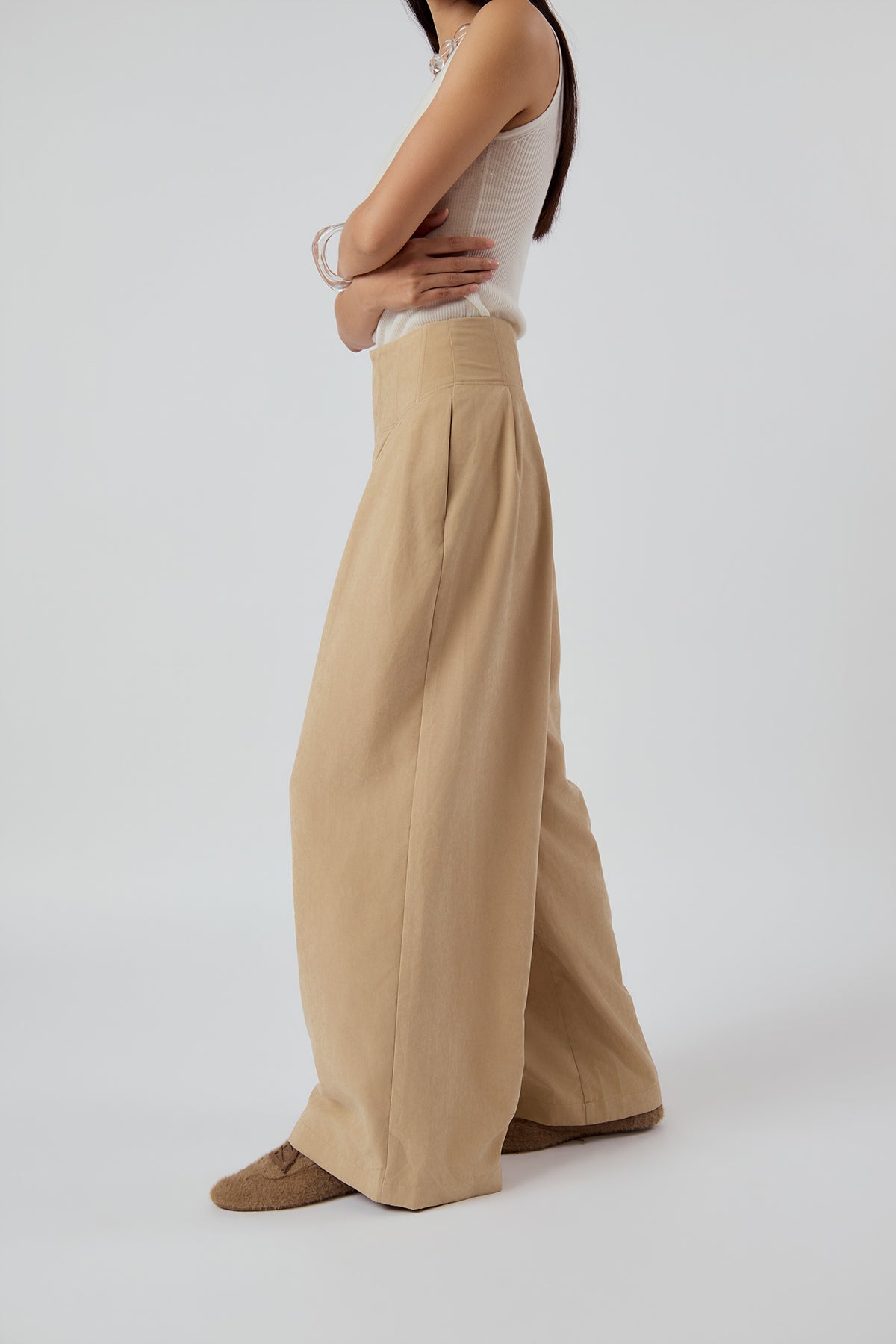 Other Store Vesper Boned Wide-Leg Trousers in Sandstone
