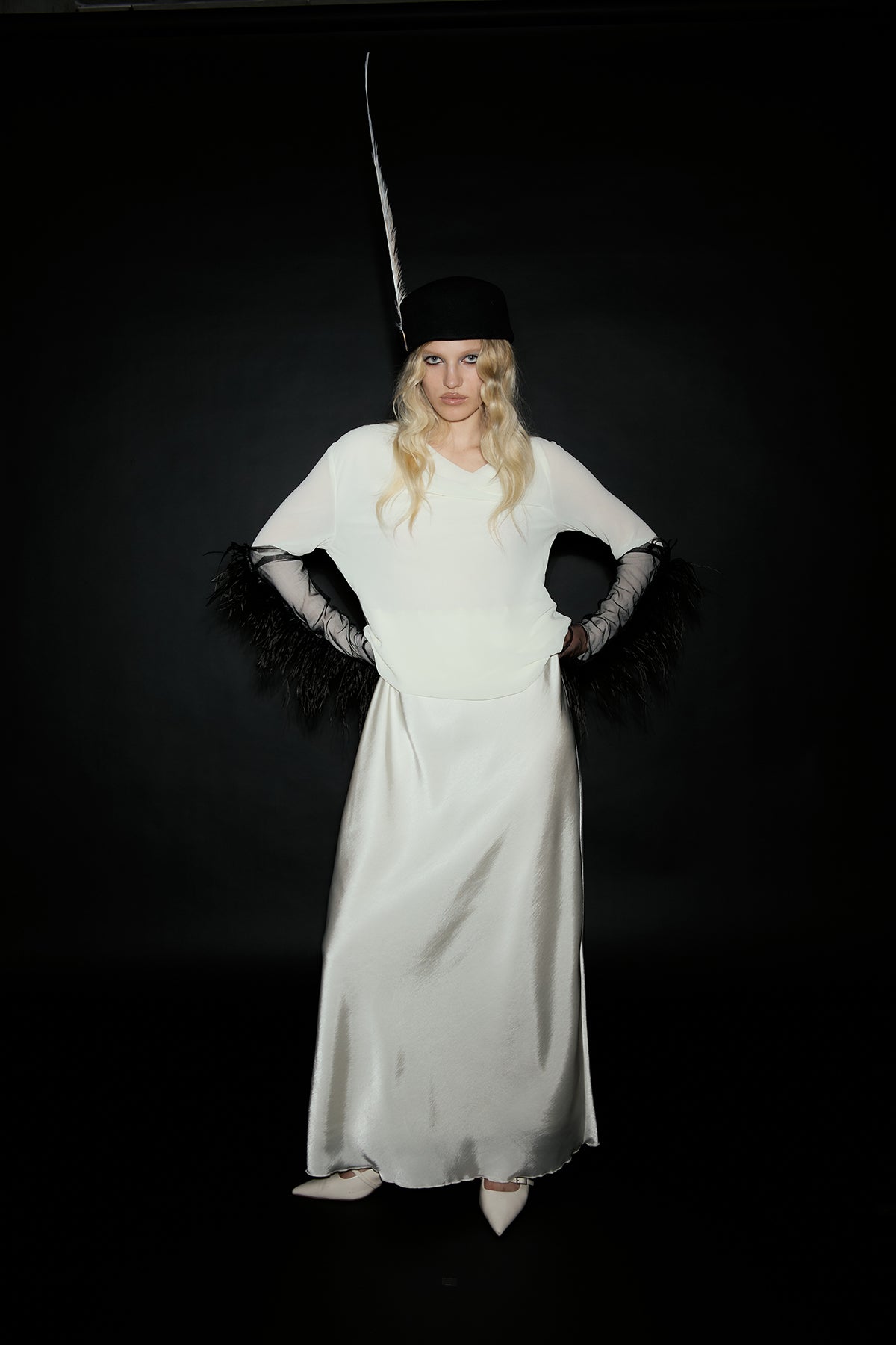 OTHER STORE Vesper Cowl-Neck Layered Maxi Dress in Ivory