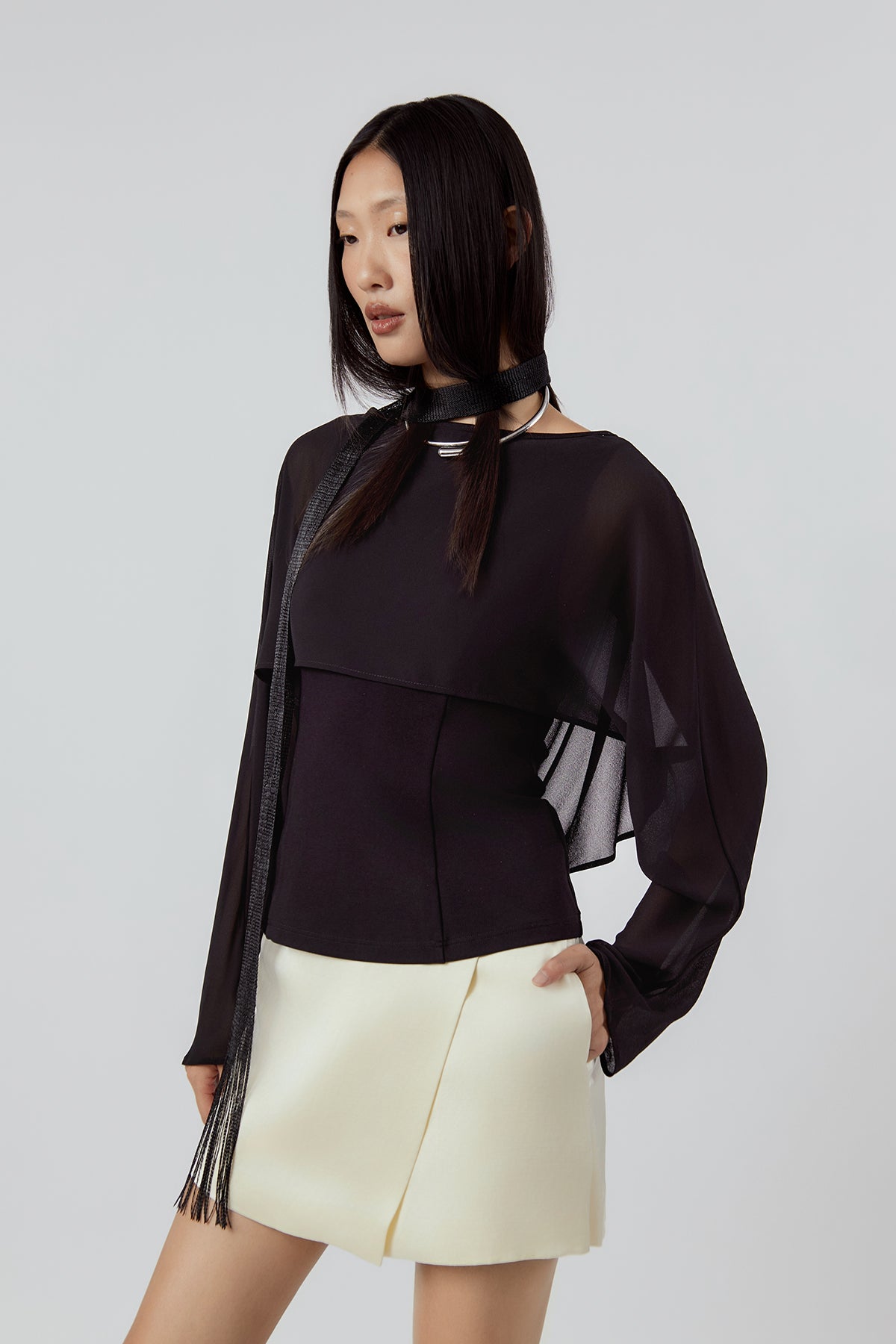 Other Store Vesper Reversible Draped Top in Black