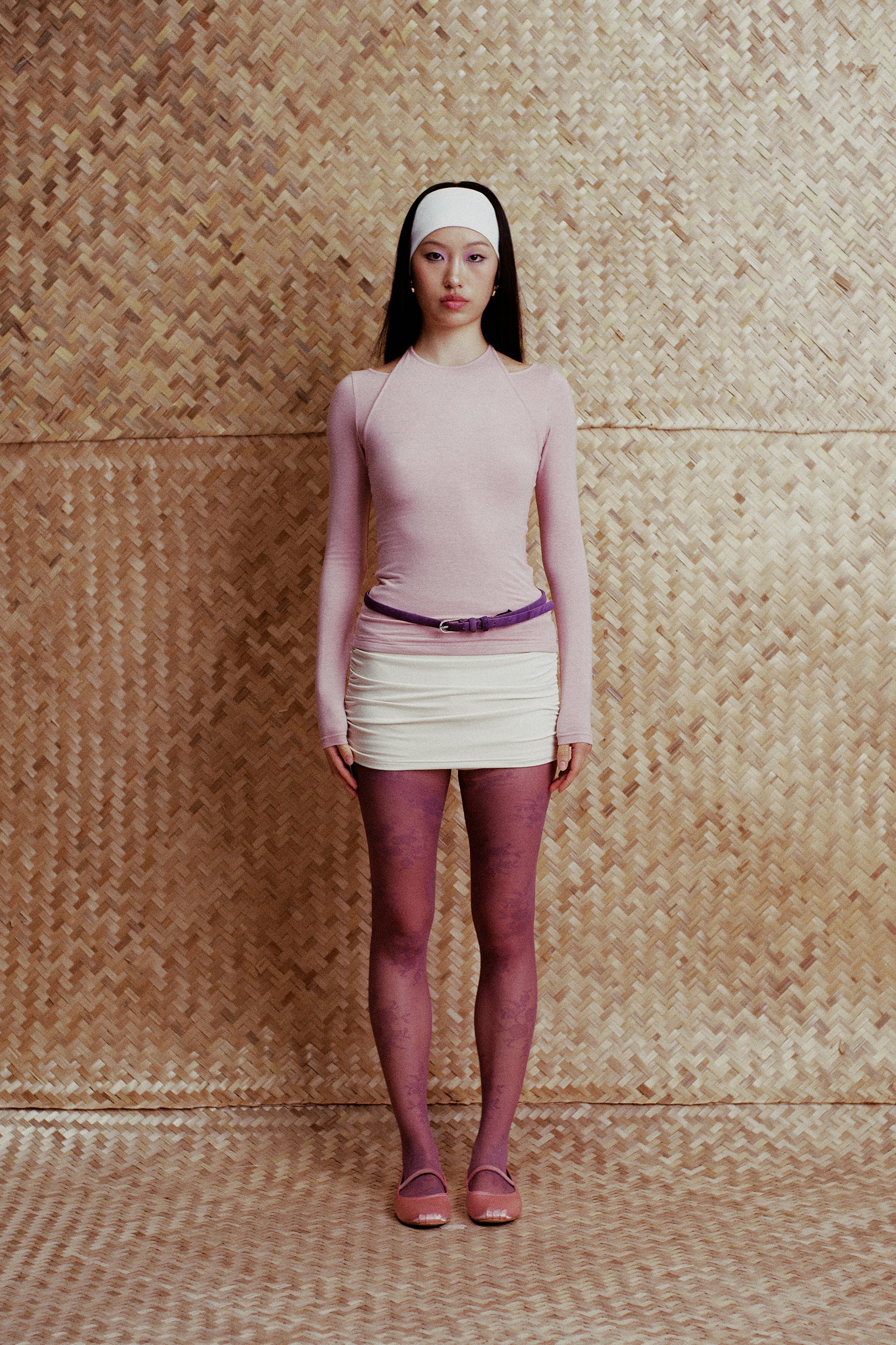 Zora Layered Off-Shoulder Fitted Top Dusty Pink