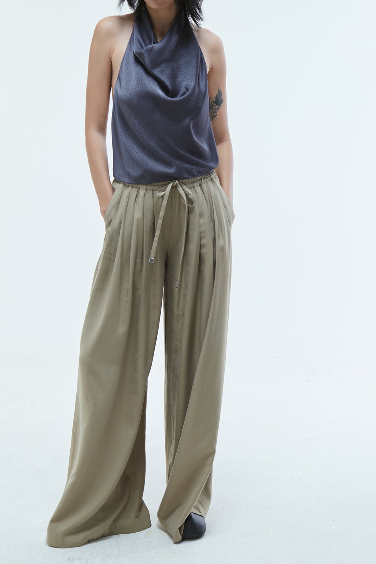 Calypso Drape Halter Top Grey