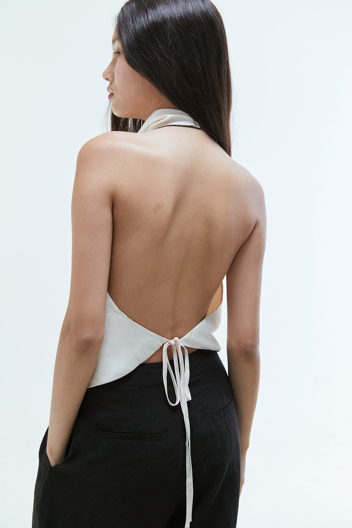 Calypso Drape Halter Top Ivory